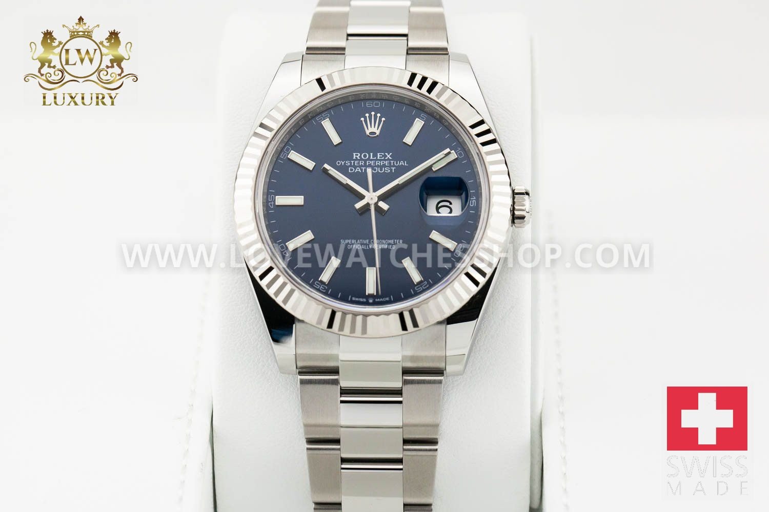 Rolex Datejust 41 Blue Stick Dial Fluted Oyster 126334