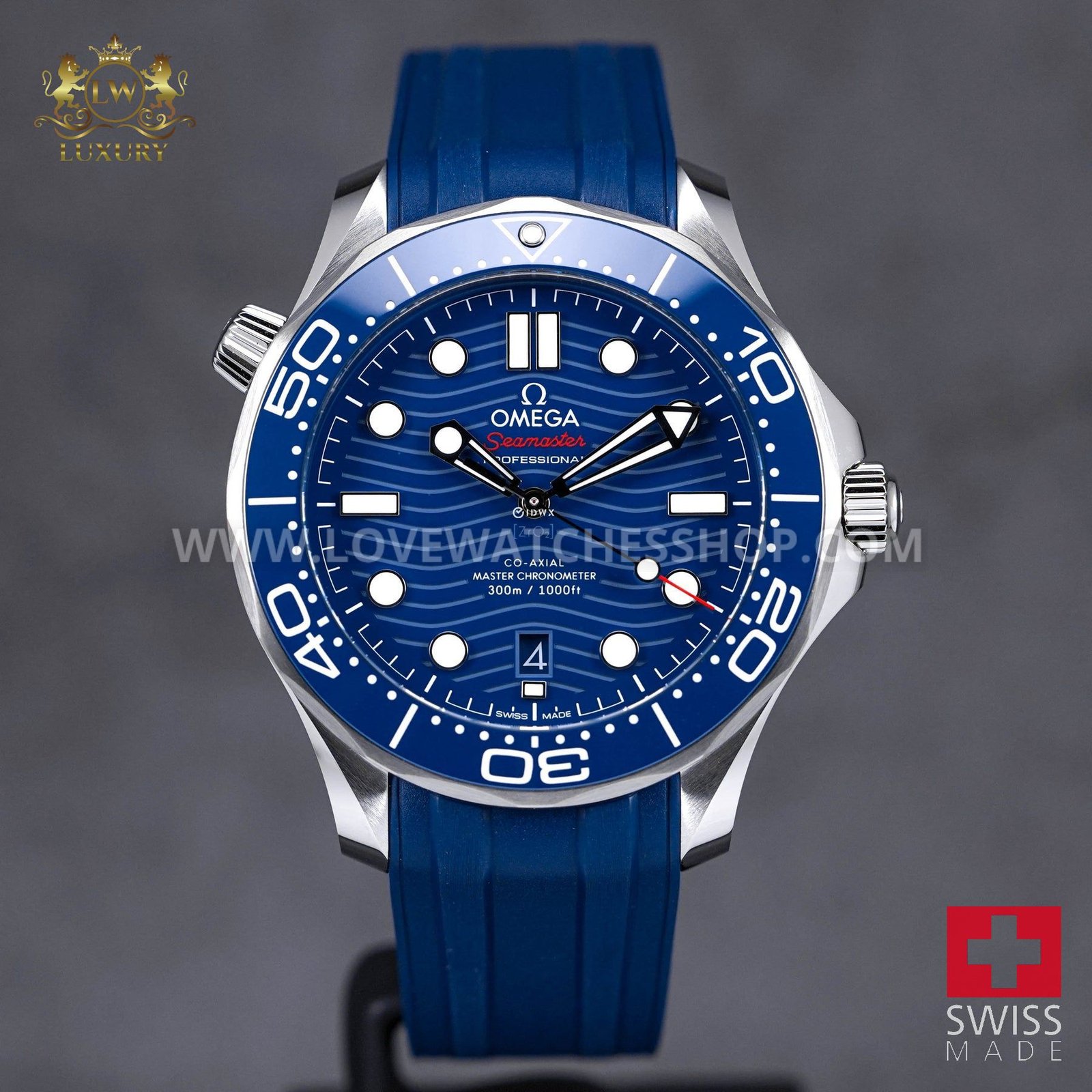 SEAMASTER DIVER 300 BLUE DIAL RUBBER STRAP 42mm