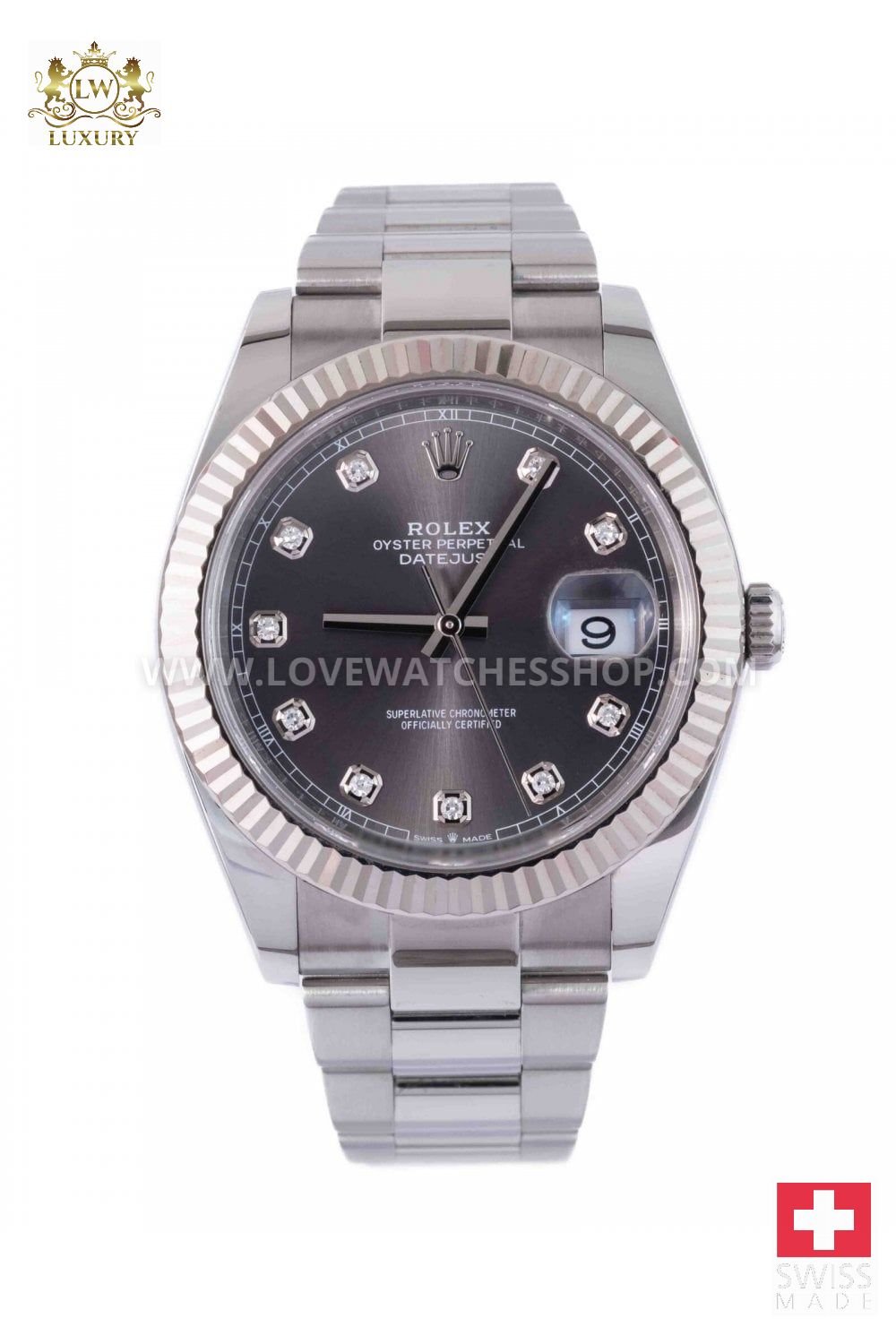 Rolex 41 Datejust 126334 Fluted Bezel Factory Steel Dial Watch