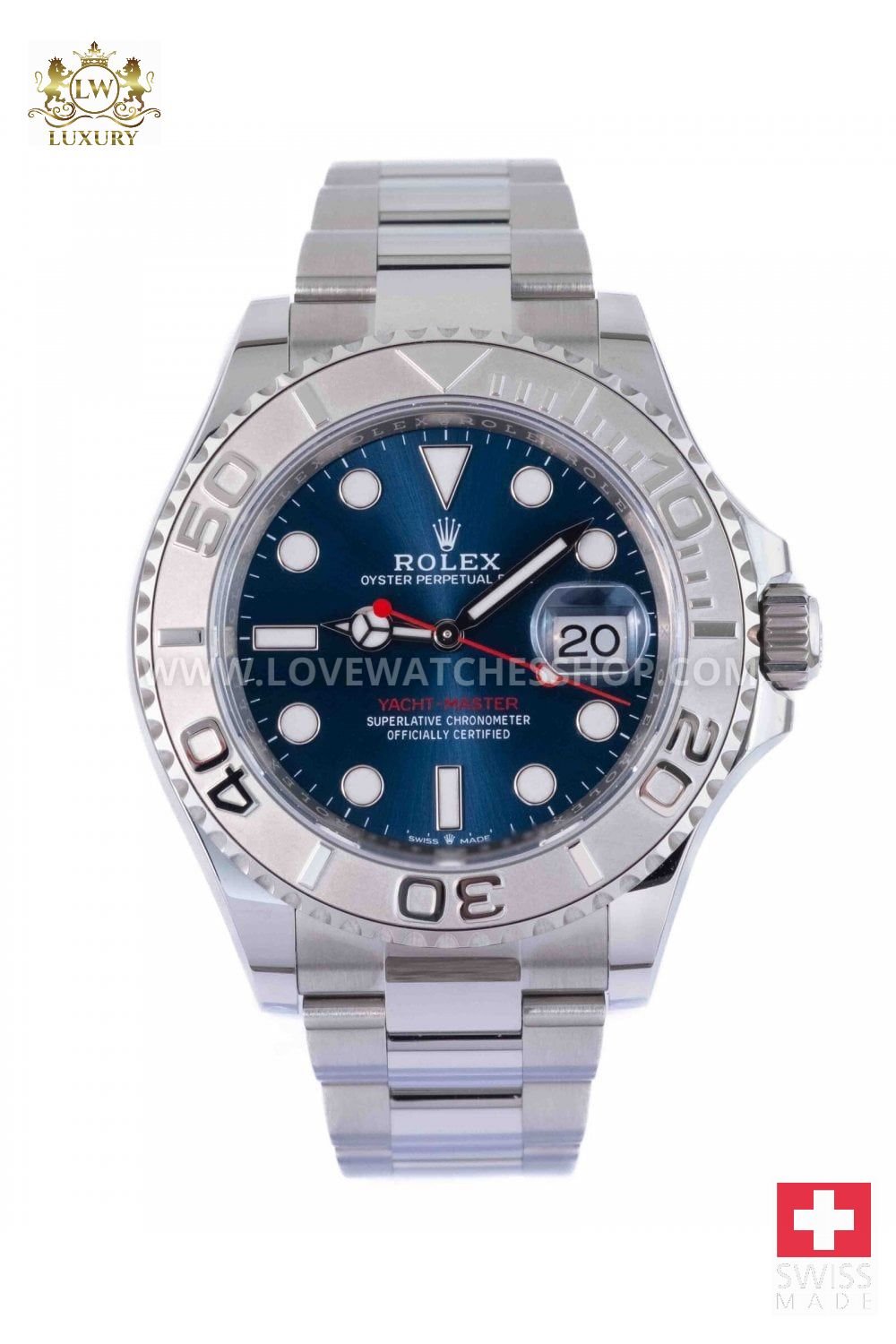 Rolex Blue Platinum Stainless Steel Yachtmaster 126622 Automatic Men's Wristwatch 40 mm